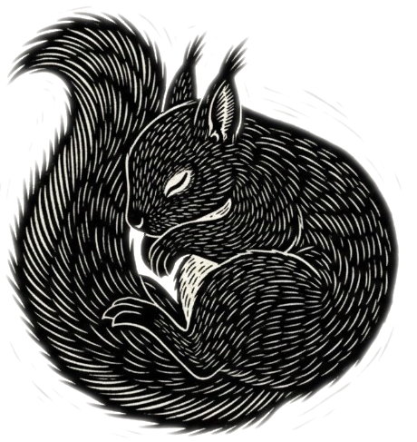 A squirrel sleeping in its nest